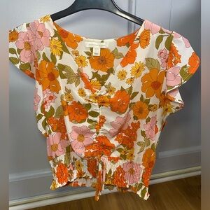 Crinkle Floral Boho Top